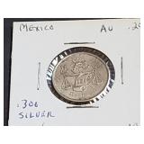 1950 25 Centavos From Mexico 30% Silver