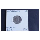 1951 25 Cents From Netherlands