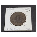 1920 10 Centavos From Mexico