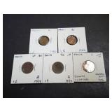 1906, 1943, 1944, 1962 & 1966  1 Centavo Mexico