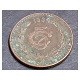1934 5 Centavos From Mexico