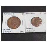 1955 Half Penny & 1943 Penny From Australia