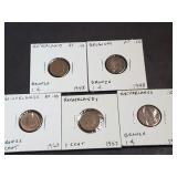 1940, 1948, 1948, 1957 & 1963 1 Cent Netherlands