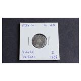 1839 Zs 1/2 Real Zacatecas, Mexico 90.3% Silver