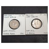 1941 H & 1943 3 Pence British West Africa