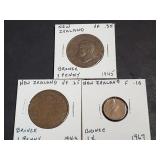 1943 & 1945 1 Penny & 1945 1 Penny New Zealand