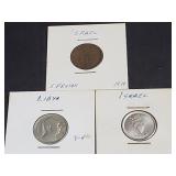 1949 5 & 25 Pruta Isreal & 1952 1 Piastre Libya