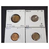 1937, 1956, 1970 & 1973 5 Centavos From Mexico