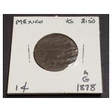 1878 Ga 1 Centavos  From Guadalajara, Mexcio