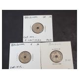 1905 5 Centimes Belgium, 1910 & 1913 5 Centimes