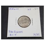 1939 20 Centavos  From Mexico 72% Silver