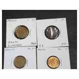 1940, 1966, 1970 & 1973 5 Centavos From Mexico