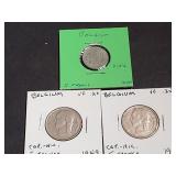 1944 2 Francs, 1949 & 1950 5 Francs From Belgium