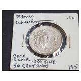 1951 50 Centavos From Mexico 30% Silver