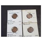(2) 1953 & (2) 1954 20 Centimes From Belgium