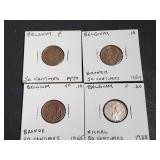 1928, 1955, 1959 & 1970 50 Centimes From Belgium