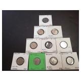 10 1 Franc Coins From Belgium