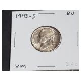 1943 S Silver Wartime Jefferson Nickel High Grade