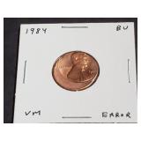 1984 Lincoln Cent Off-Center