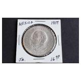1957 5 Pesos Centenario From Mexico 10% Silver