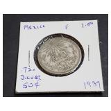 1937 50 Centavos From Mexico 72% Silver