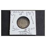 1919 5 Cents George V From Canada 92.5% silver