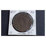 1838 Coronet Head Large Cent Rotation Error