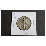 1937 S Walking Liberty Half Dollar