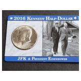 2016 D JFK Half Dollar JFK & President Eisenhower