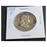 1958 D Franklin Half Dollar