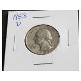 1953 D Washington Quarter