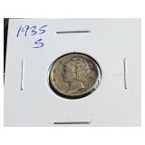 1935 S Mercury Dime