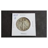 1937 D Walking Liberty Half Dollar