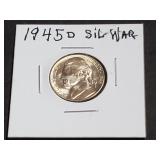 1945 D Silver Wartime Jefferson Nickel High Grade