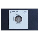 1872 H 5 Cents Victoria From Canada 92.5% Silver