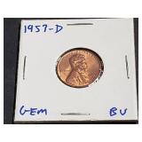 1957 D Lincoln Wheat Cent High Grade
