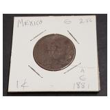 1881 Ga 1 Centavos From Guadalajara, Mexcio