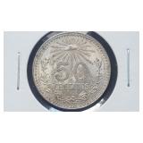 1944 50 Centavos from Mexico 72% Silver