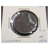 1893 Mo 1 Centavos From Mexico