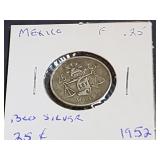 1952 25 Centavos From Mexico 30% Silver