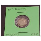 1928 10 Cents From The Netherlands 64% Silver