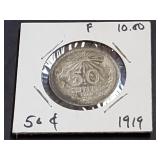 1919 50 Centavos From Mexico 72% Silver