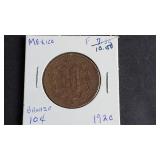 1920 10 Centavos From Mexico