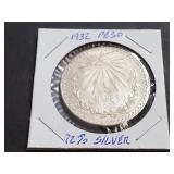 1932 UN Peso From Mexico 72% Silver