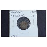 1918 5 Cents George V From Canada 92.5% silver