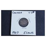 1907 5 Cents Edward VII From Canada 92.5% Silver