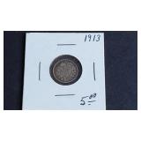 1913 5 Cents George V From Canada 92.5% silver
