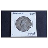 1930 1/2 Balboa From Panama 90% Silver