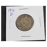 1916 D Barber Quarter