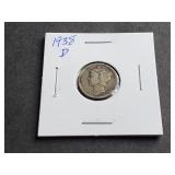 1938 D Mercury Dime
